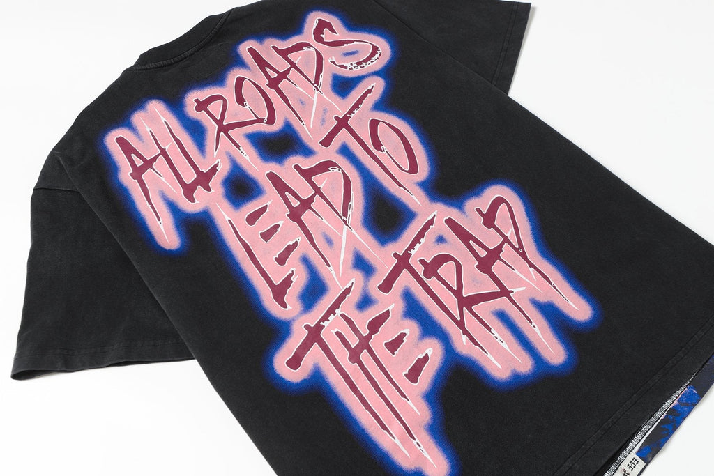 Godspeed Booby Trap Washed Black Graphic T-Shirt — detail
